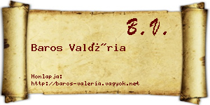 Baros Valéria névjegykártya
